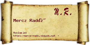 Mercz Radó névjegykártya